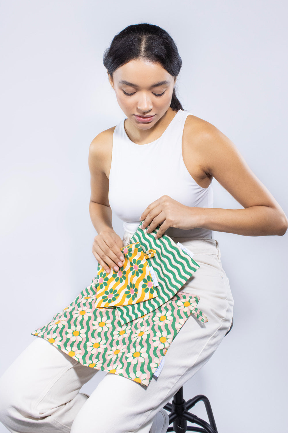 Wavy Daisy Set of 3 Pouches