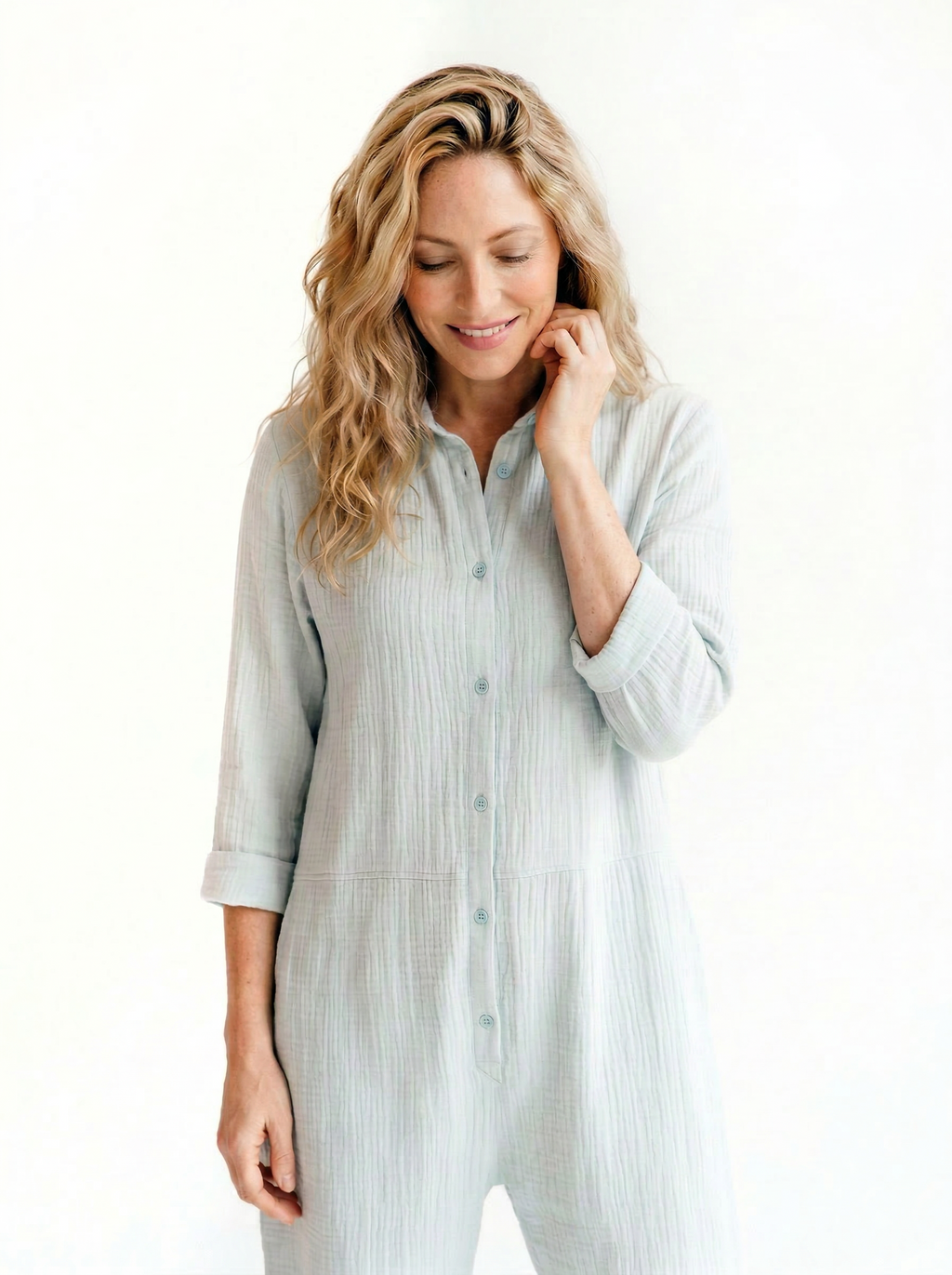 Shana Sky Blue Collared Jumpsuit