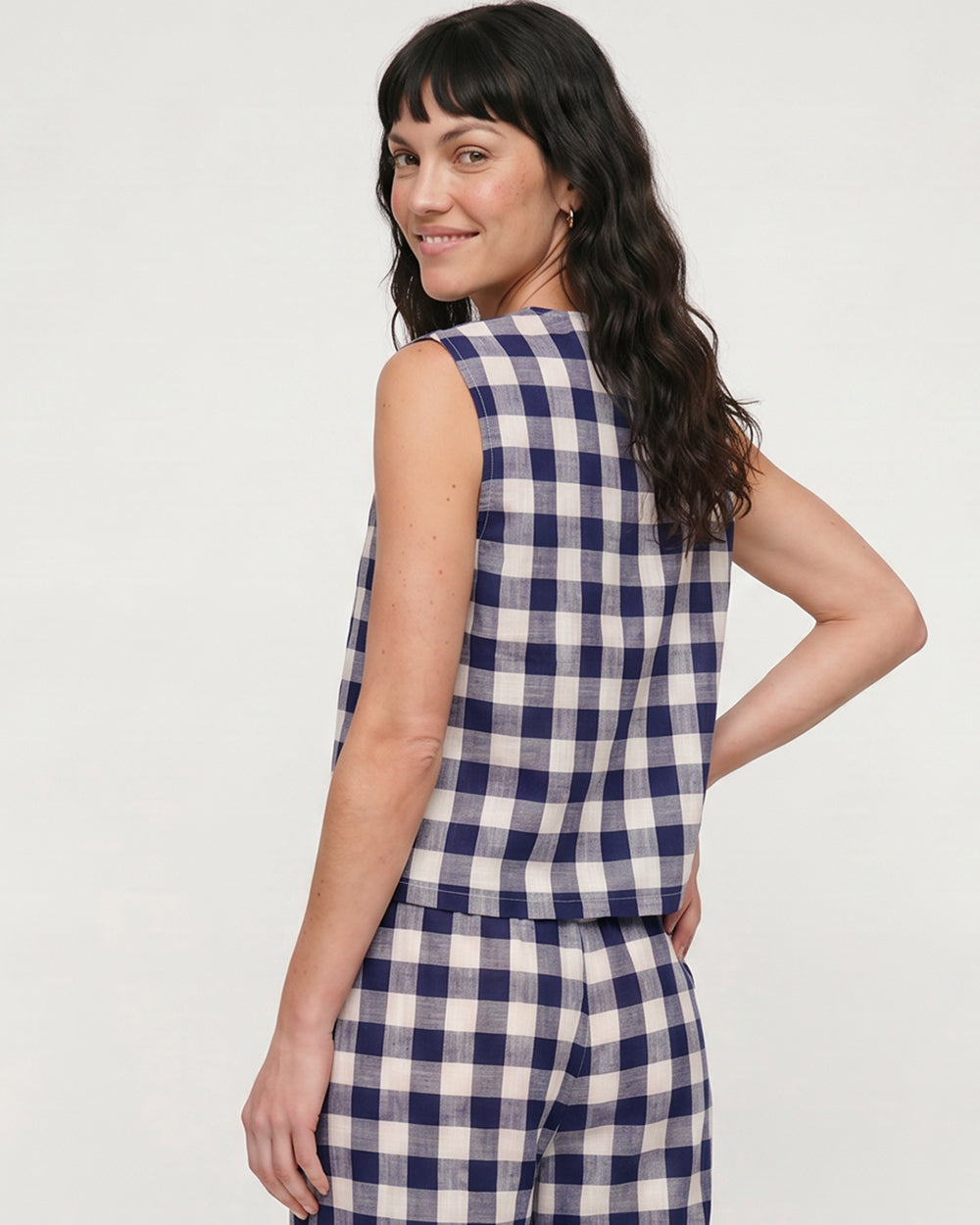 PREORDER Pip Navy Oversized Check Top