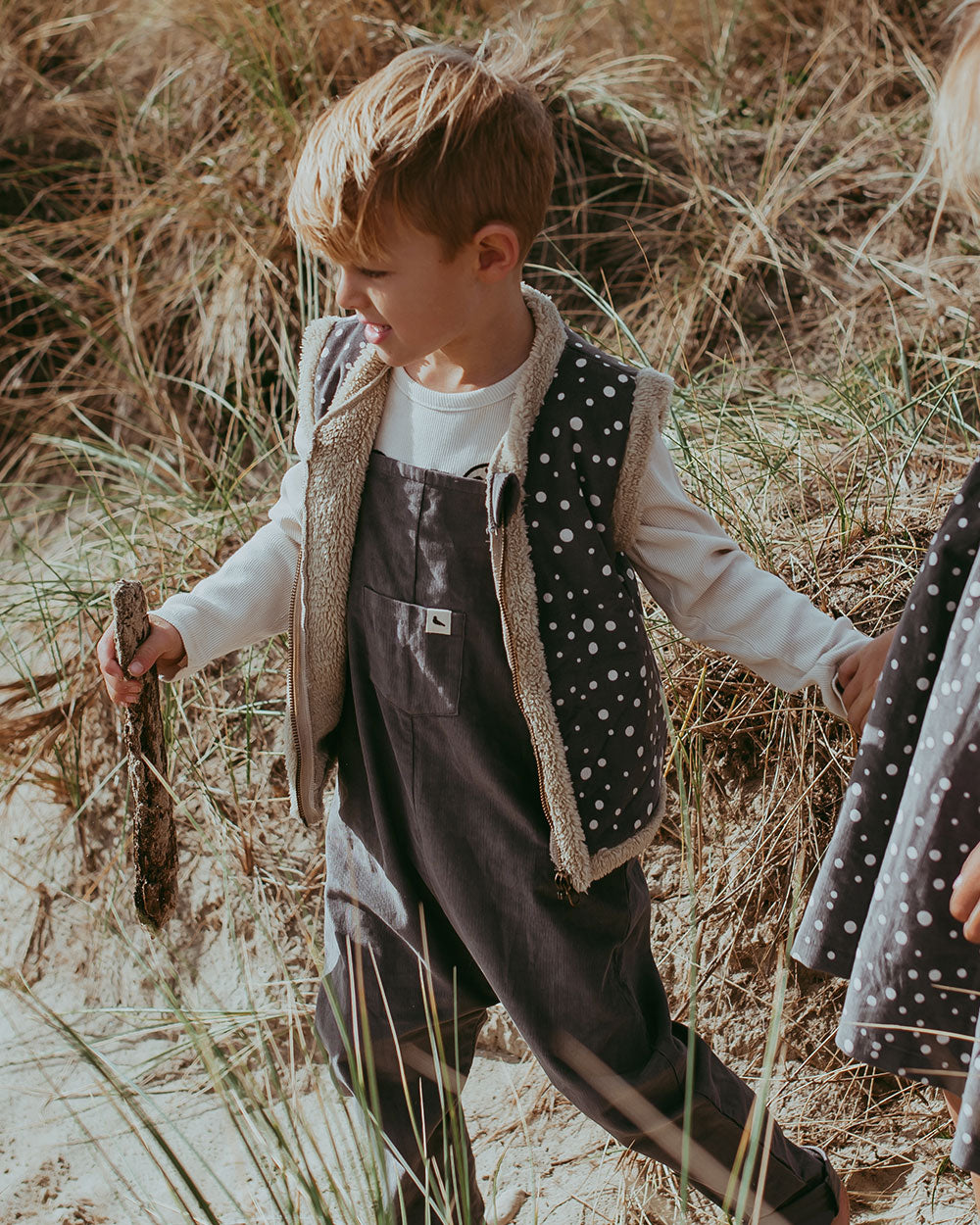 organic cotton Grey Abstract Scatter Print Gilet - image 1
