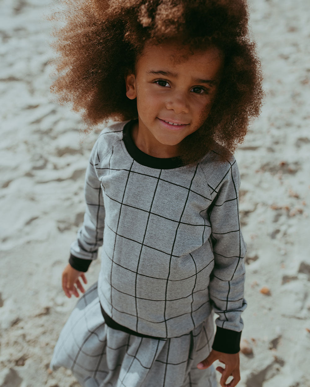 organic cooton Grey Window Pane Check Print Sweatshirt - image 1