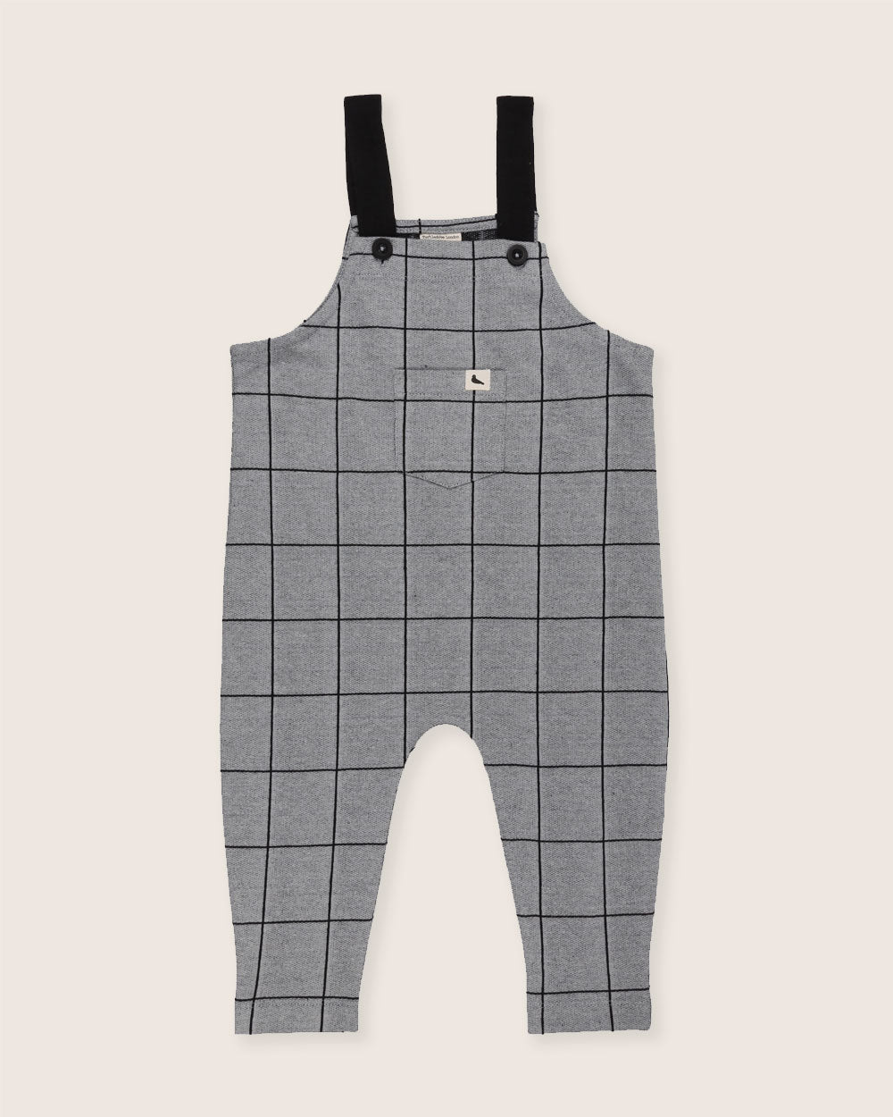 Grey Window Pane Check Print Dungarees - image 2