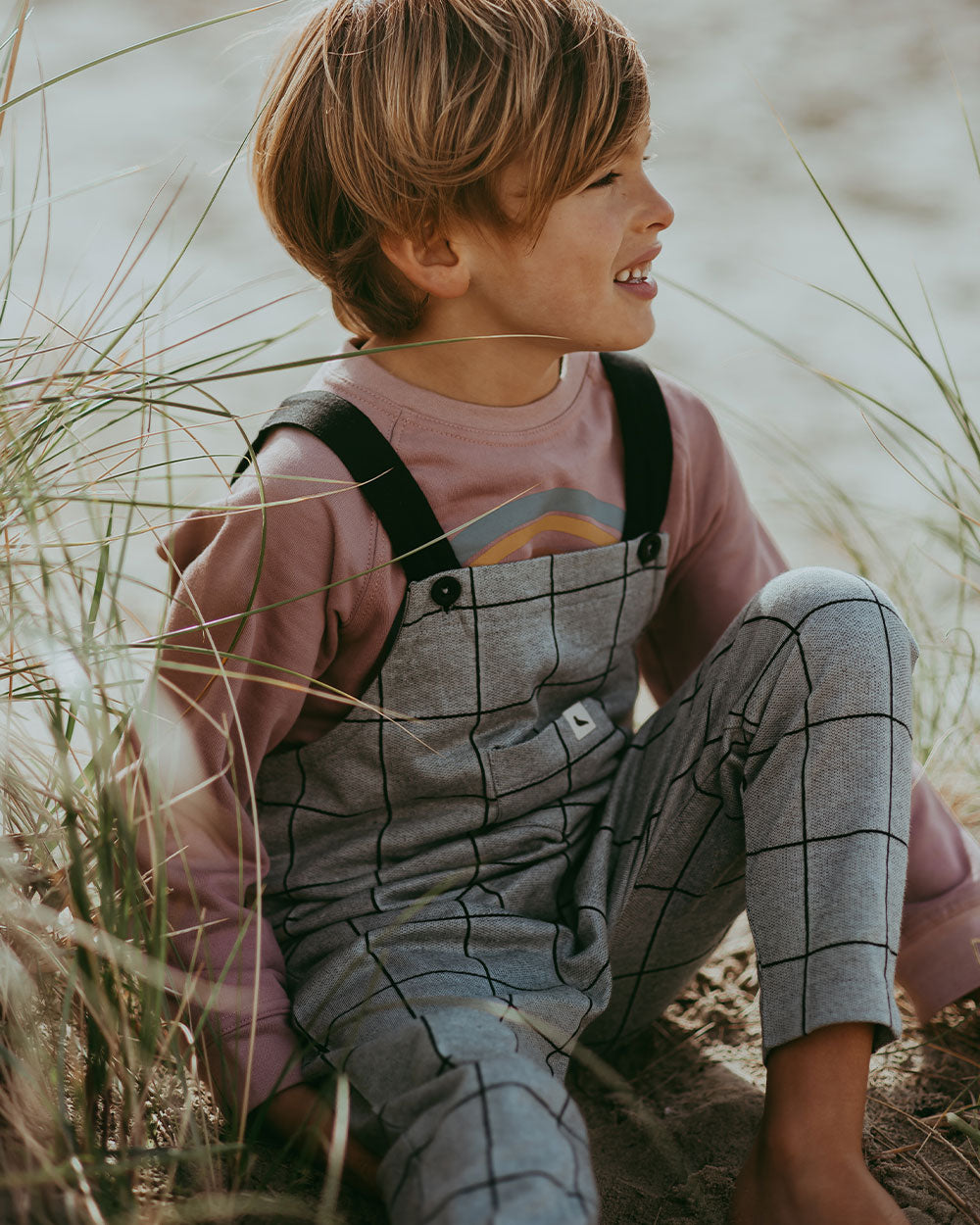 Grey Window Pane Check Print Dungarees - image 1