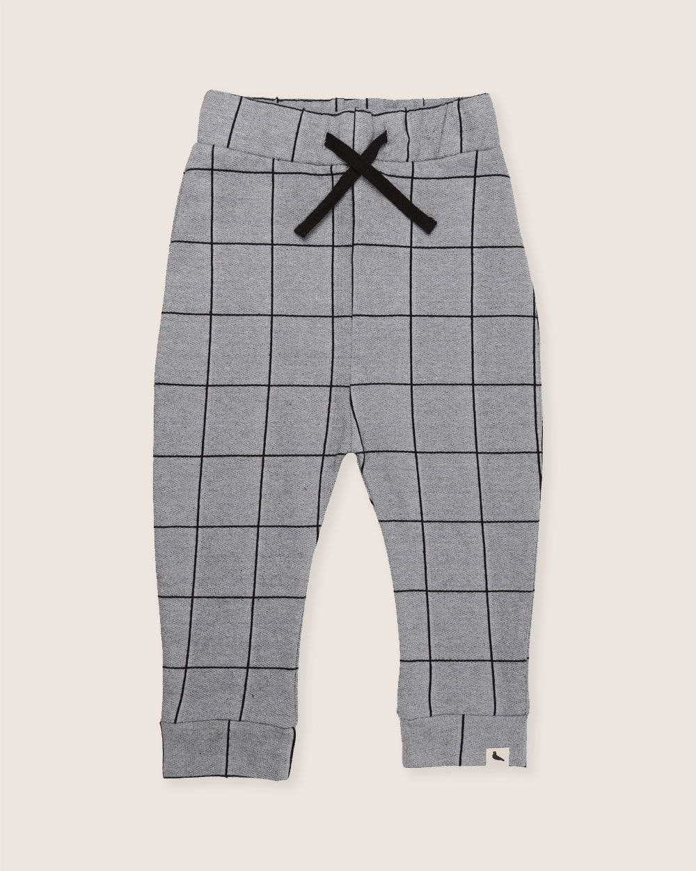 organic cotton Grey Window Pane Check Print Harem Style Joggers - image 1