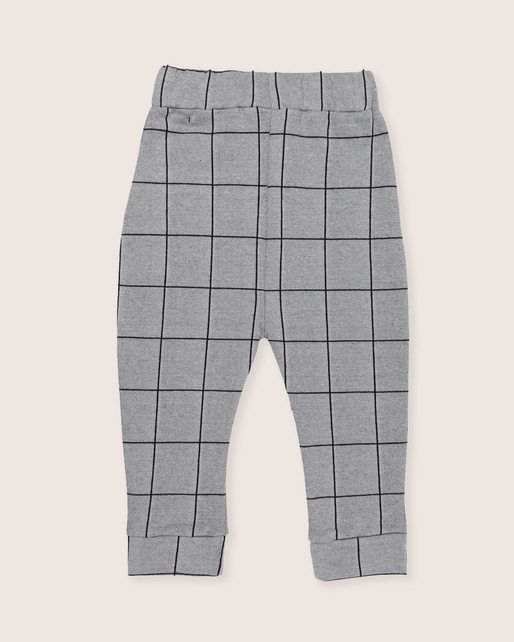 organic cotton Grey Window Pane Check Print Harem Style Joggers - image 5