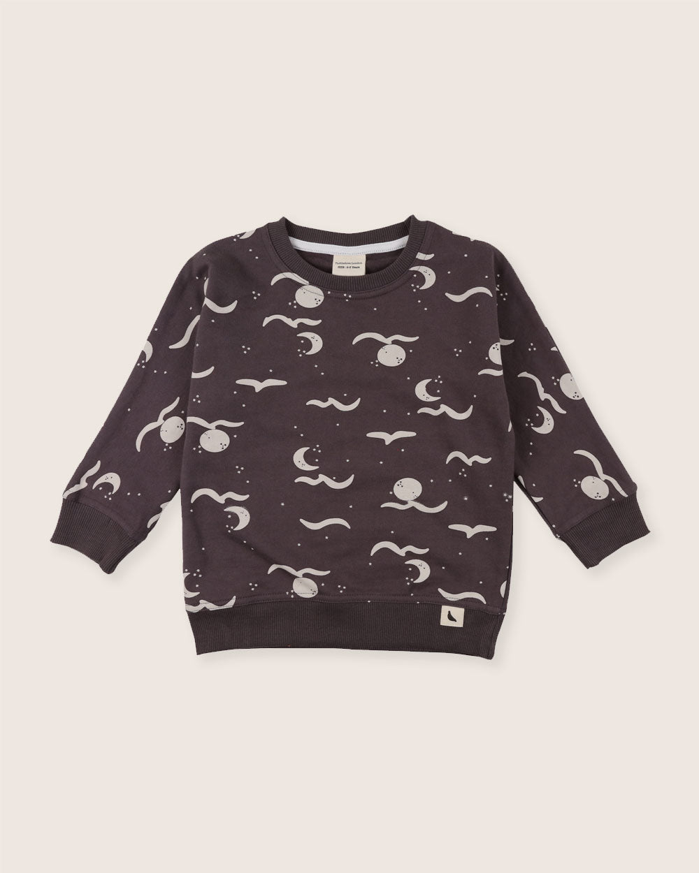 organic cotton Charcoal Grey Moon Wave Print Sweatshirt - image 2