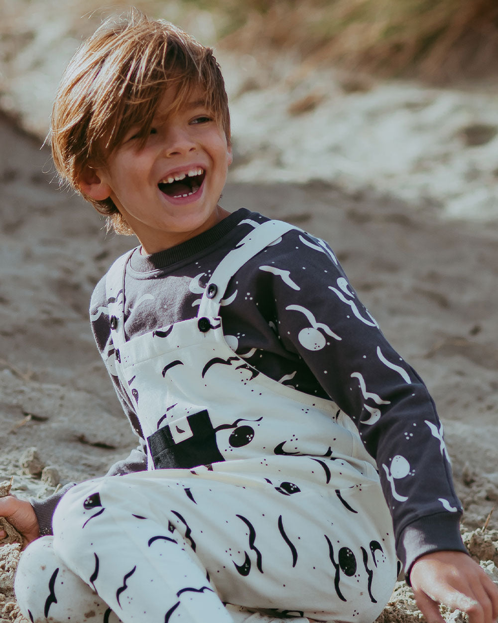 organic cotton Charcoal Grey Moon Wave Print Sweatshirt - image 1