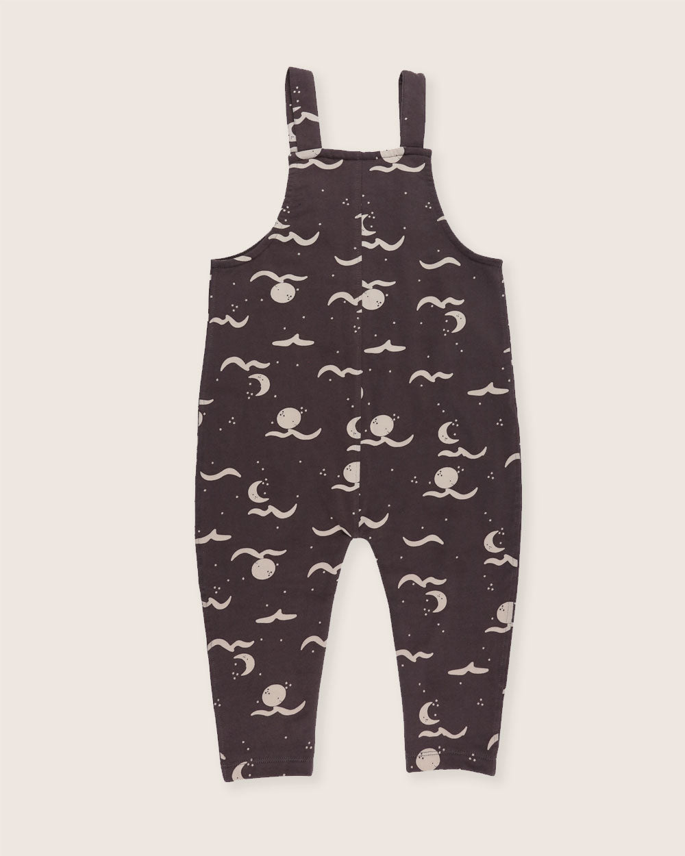 GOTS certified organic cotton Charcoal Grey Moon Wave Print Dungarees - image 6