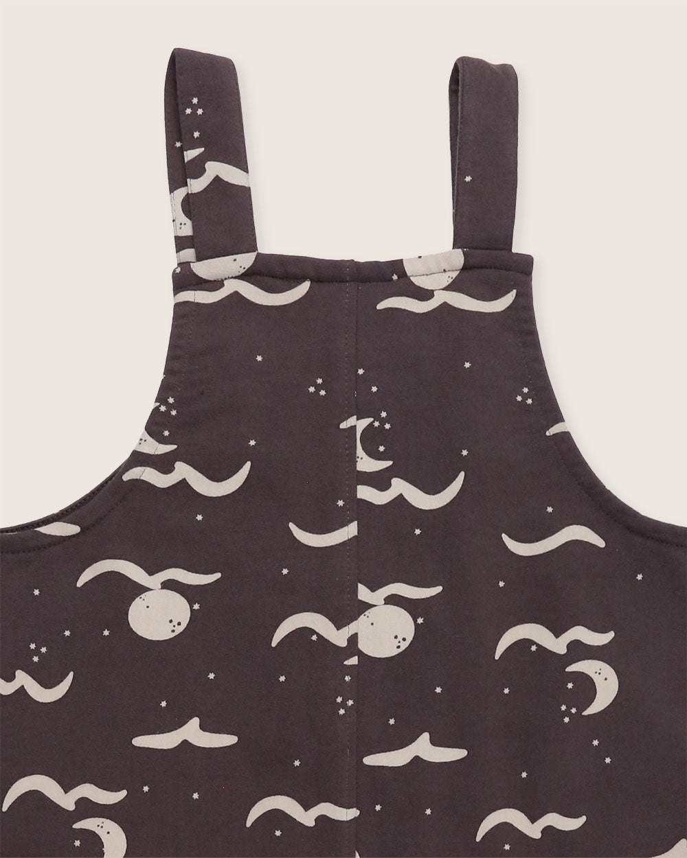 GOTS certified organic cotton Charcoal Grey Moon Wave Print Dungarees - image 5