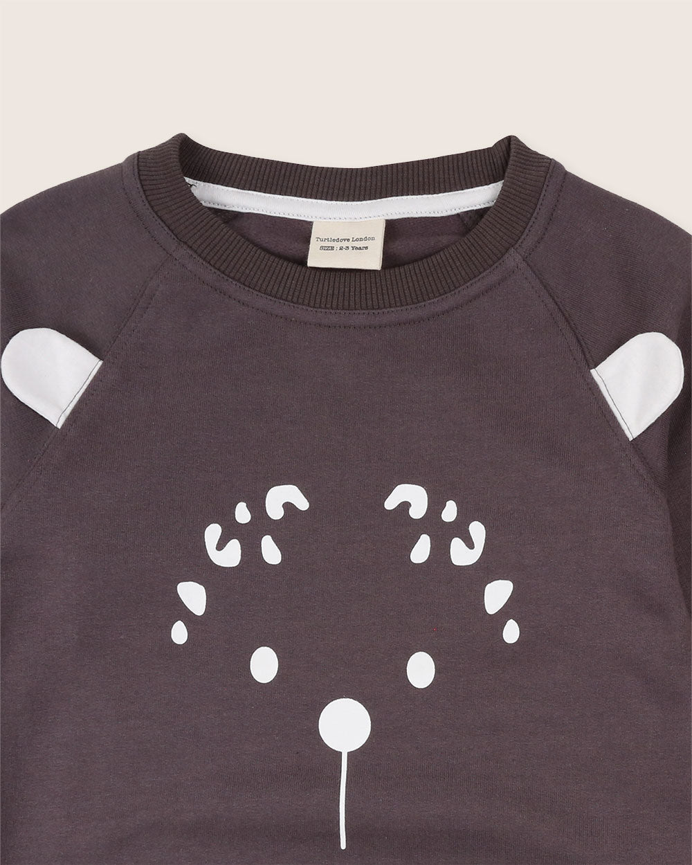 organic cotton Charcoal Grey Leopard Ears Applique Sweatshirt - image 3