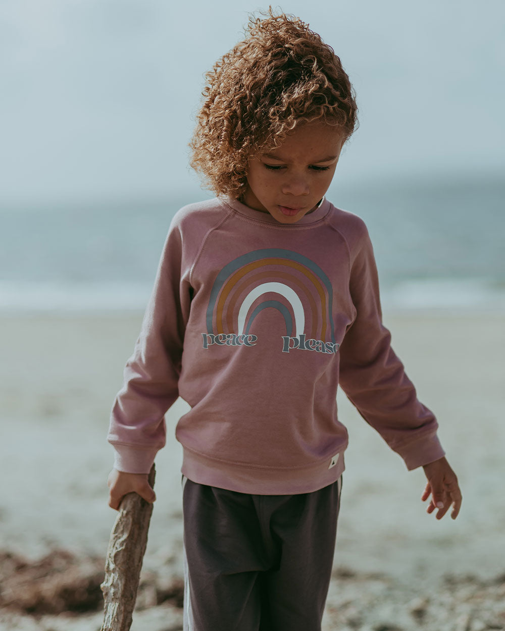 organic cotton Pink Peace Please Slogan Print Sweatshirt - image 1