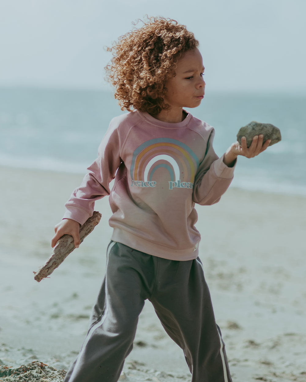 organic cotton Pink Peace Please Slogan Print Sweatshirt - image 3