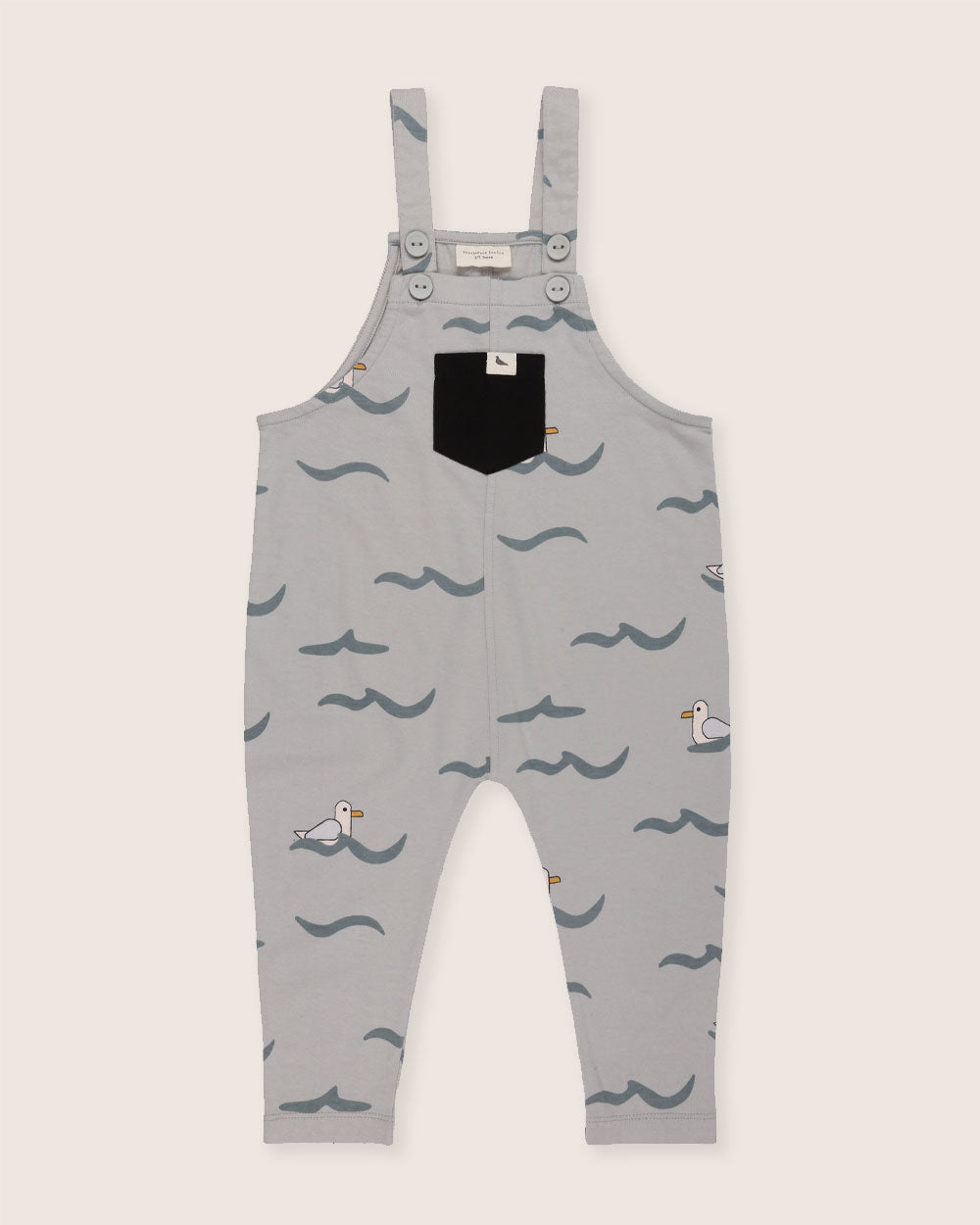 organic cotton Grey Seagull Print Dungarees - image 2