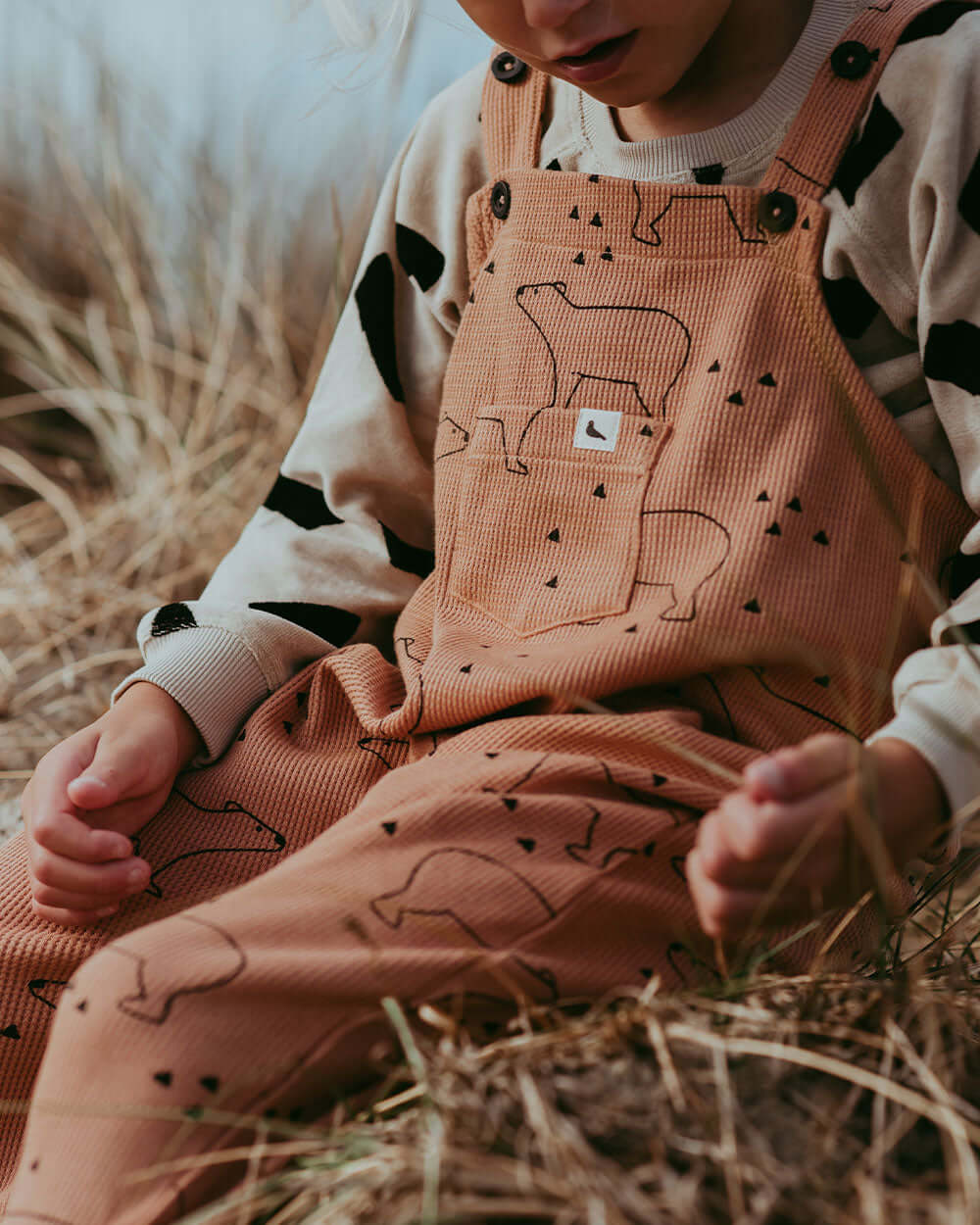 Orange Sketch Bear Print Dungarees - image 4