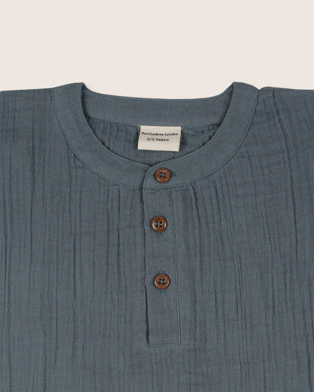 organic cotton Sea Blue Mandarin Collar Shirt - image 3