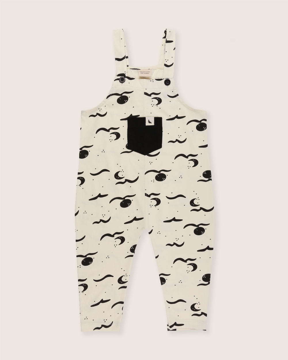 organic cotton Cream Moon Wave Print Dungarees - image 2