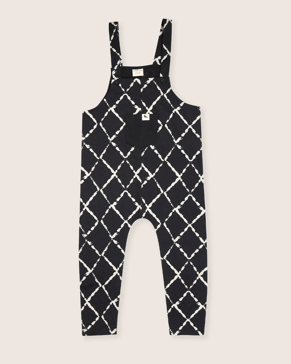 Black Harlequin Print Dungarees - image 1
