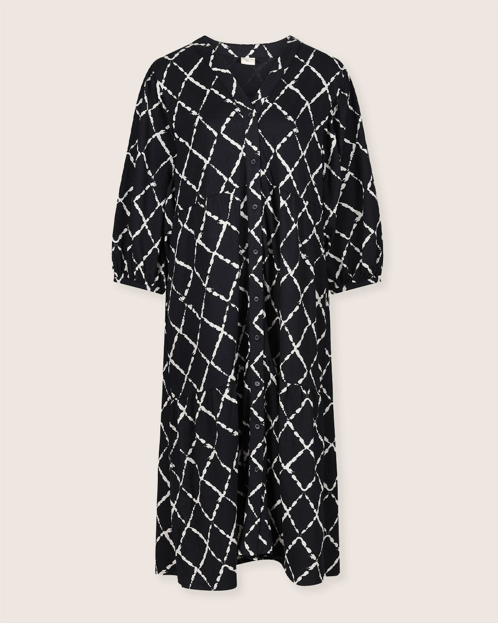 organic cotton Clara Black Harlequin Print Midi Dress - image 2