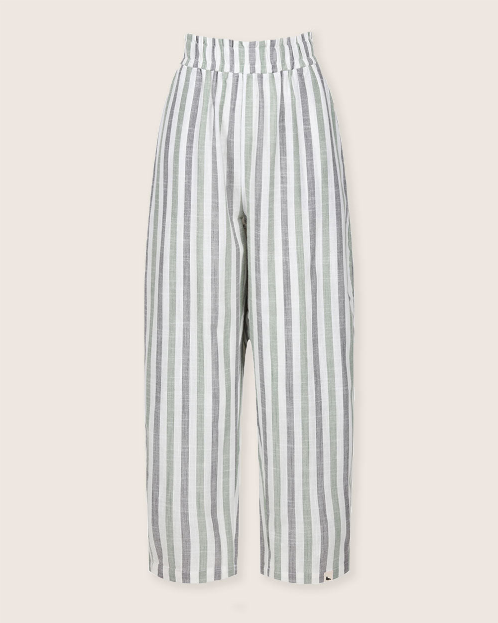 organic cotton Kate Multicolour Stripe Print Barrel Leg Trousers - image 2