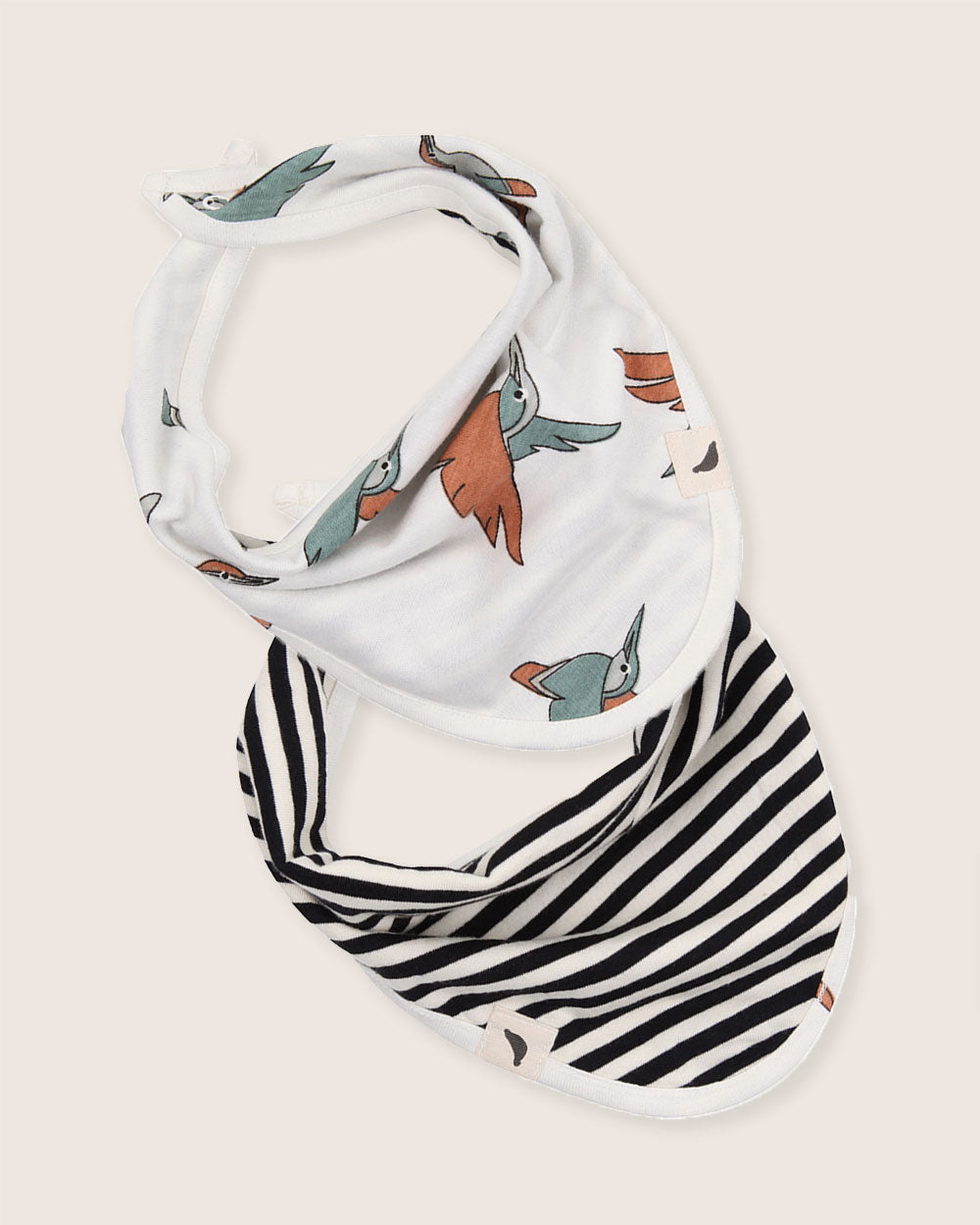 Multicolour Birdsong And Stripe Print Bib