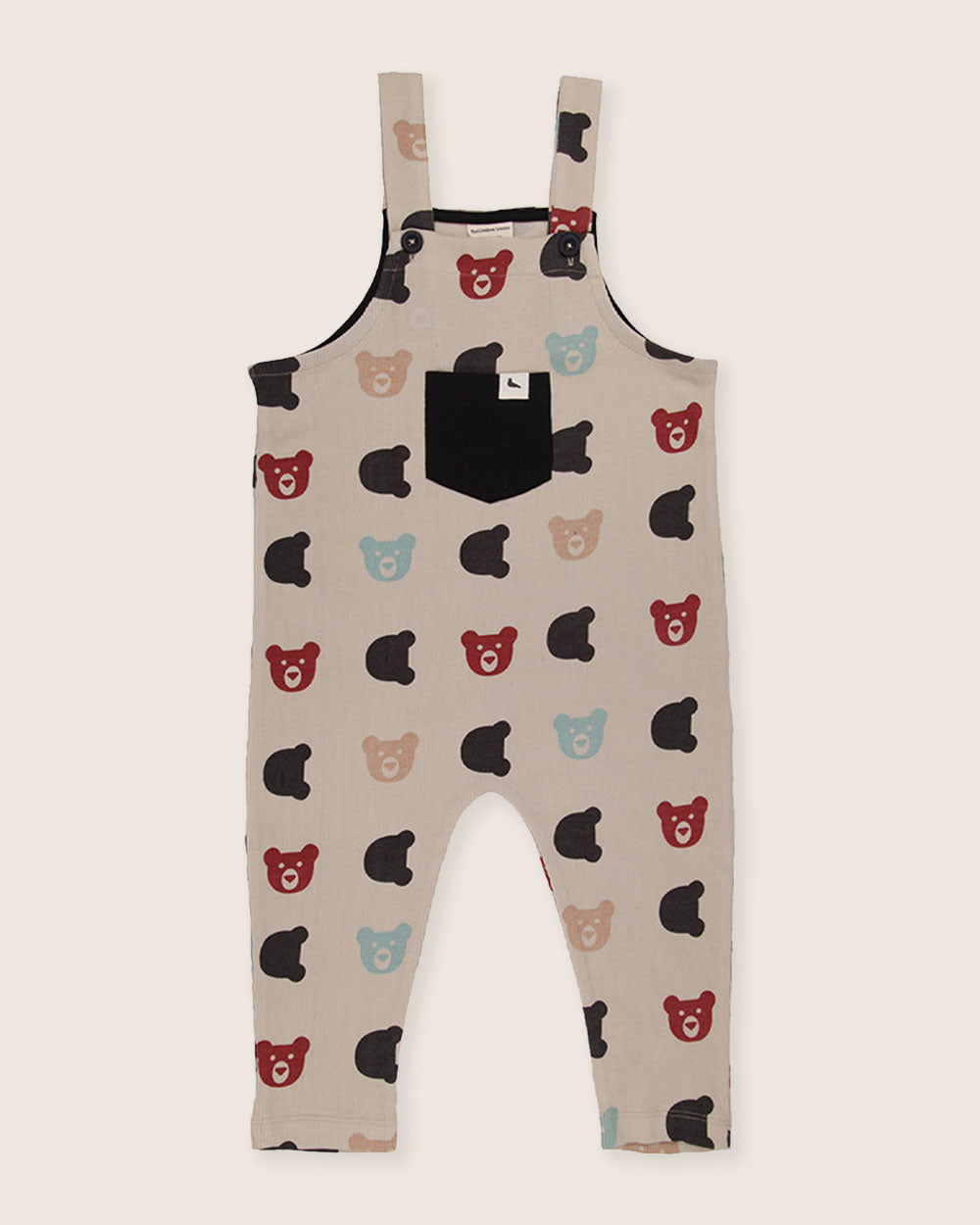 organic cotton Stone Smiling Bear Print Dungarees - image 1