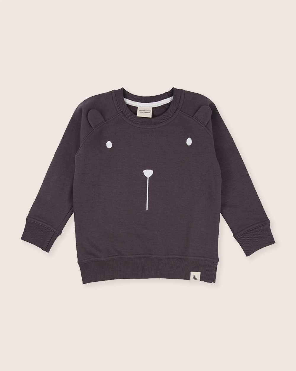 organic cotton Charcoal Grey Bear Face Print Sweatshirt - image 2