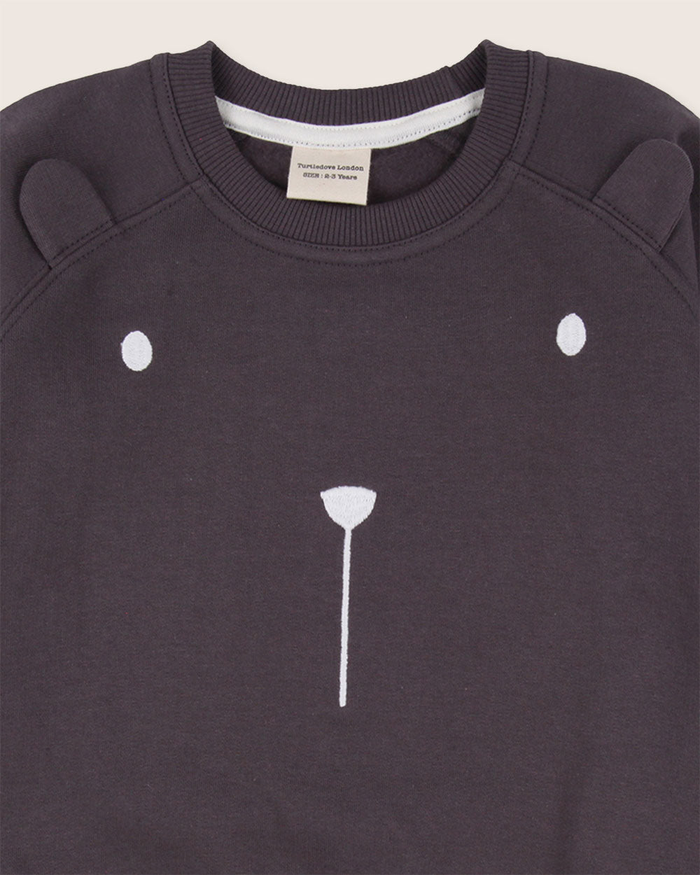 organic cotton Charcoal Grey Bear Face Print Sweatshirt - image 3