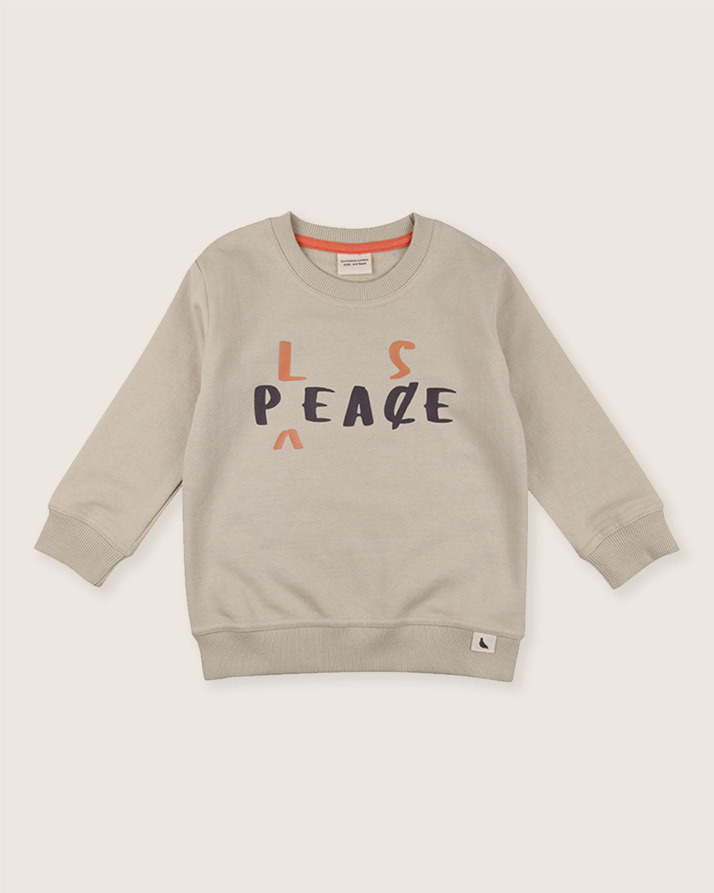 Organic cotton Beige Peace Please Slogan Print Sweatshirt - image 2