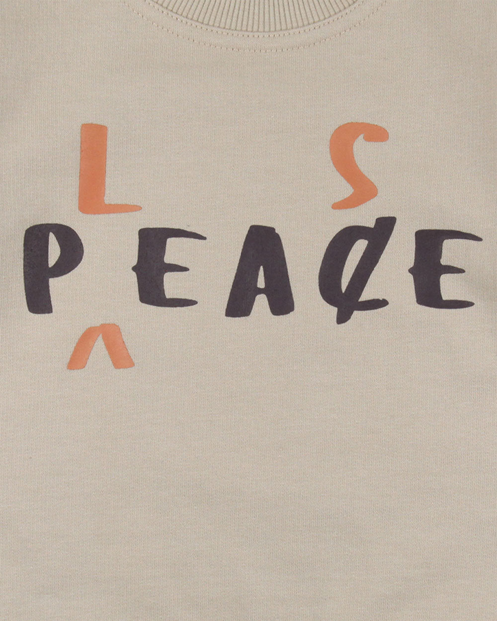 Organic cotton Beige Peace Please Slogan Print Sweatshirt - image 3