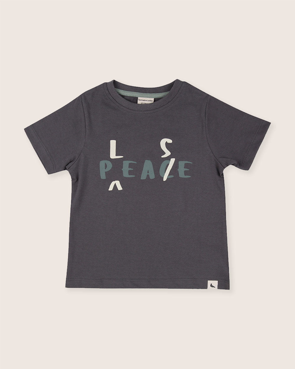 Organic cotton Charcoal Grey Peace Please Slogan Print T-Shirt - image 1
