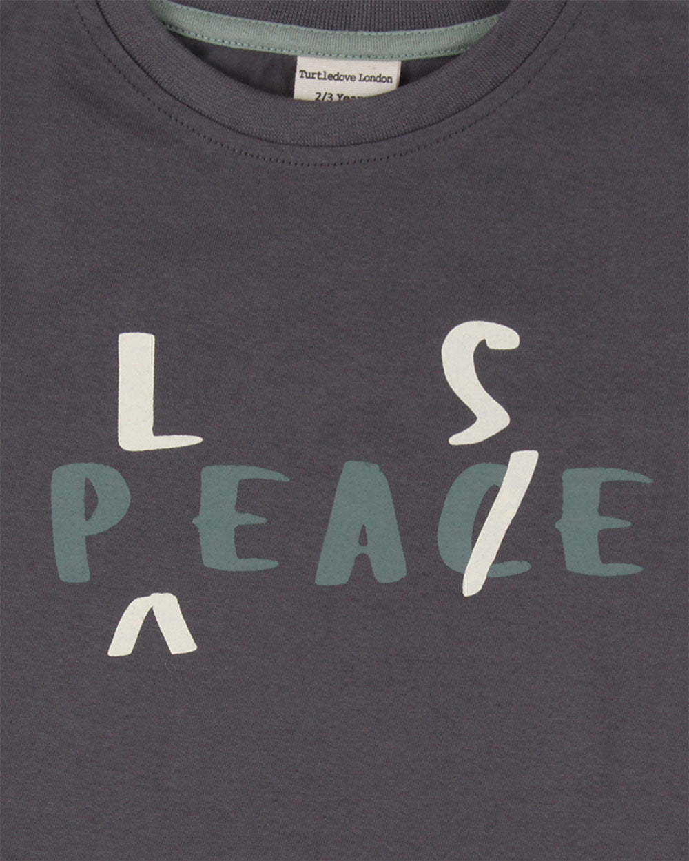 Organic cotton Charcoal Grey Peace Please Slogan Print T-Shirt - image 2