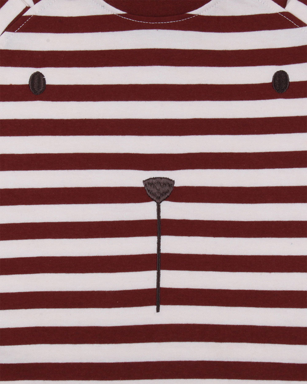 organic cotton Red Bear Face Horizontal Stripe Print Top - image 3