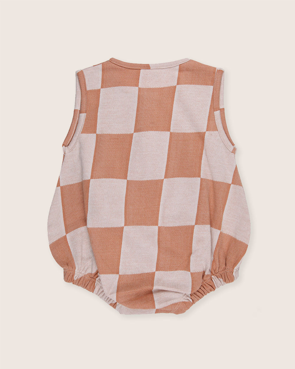 Orange Bold Check Print Bubble Romper - image 6