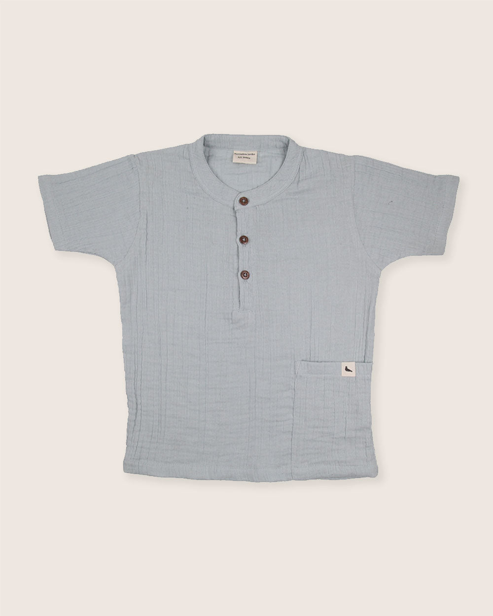 Sky Blue Mandarin Collar Shirt - image 2