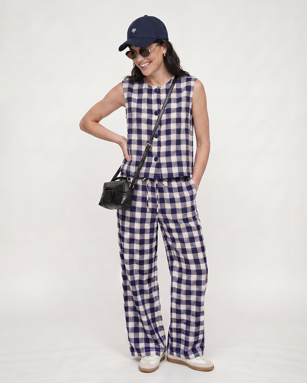 PREORDER Thi Navy Oversized Check Trouser