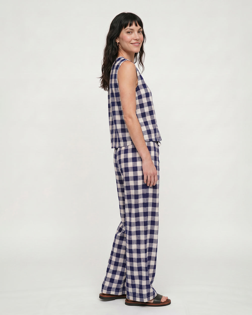 PREORDER Thi Navy Oversized Check Trouser