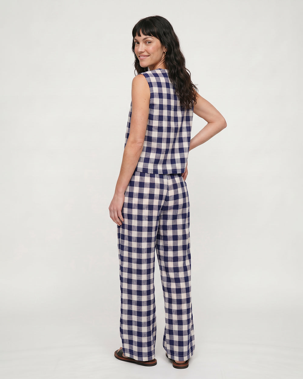 PREORDER Thi Navy Oversized Check Trouser