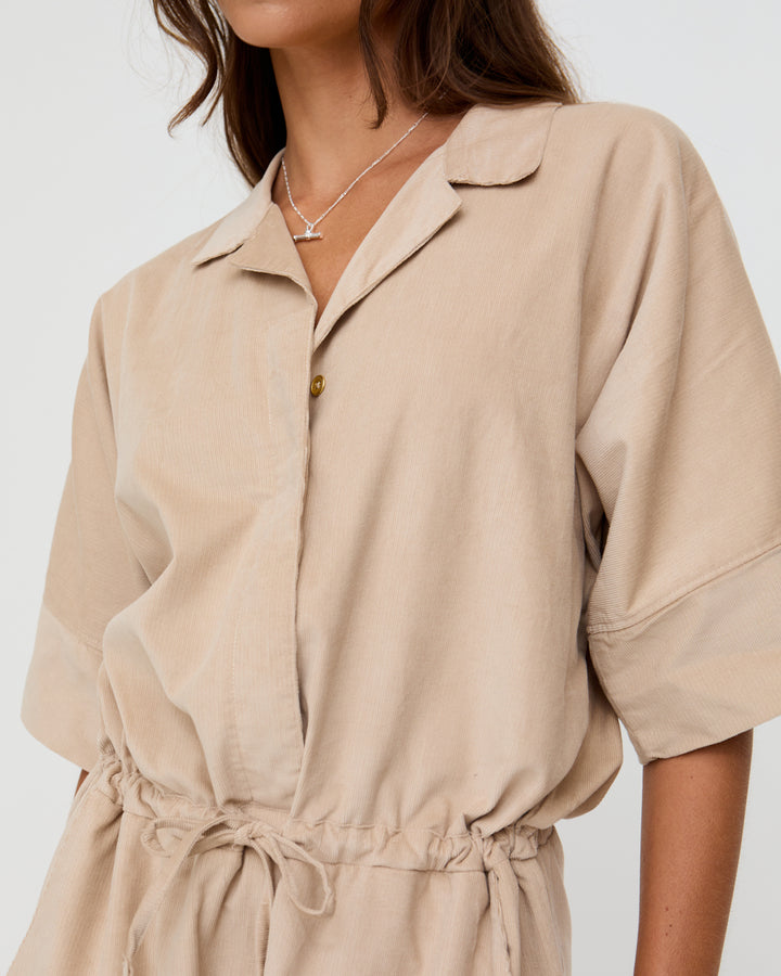 Iris Beige Corduroy Crop Jumpsuit - image 1