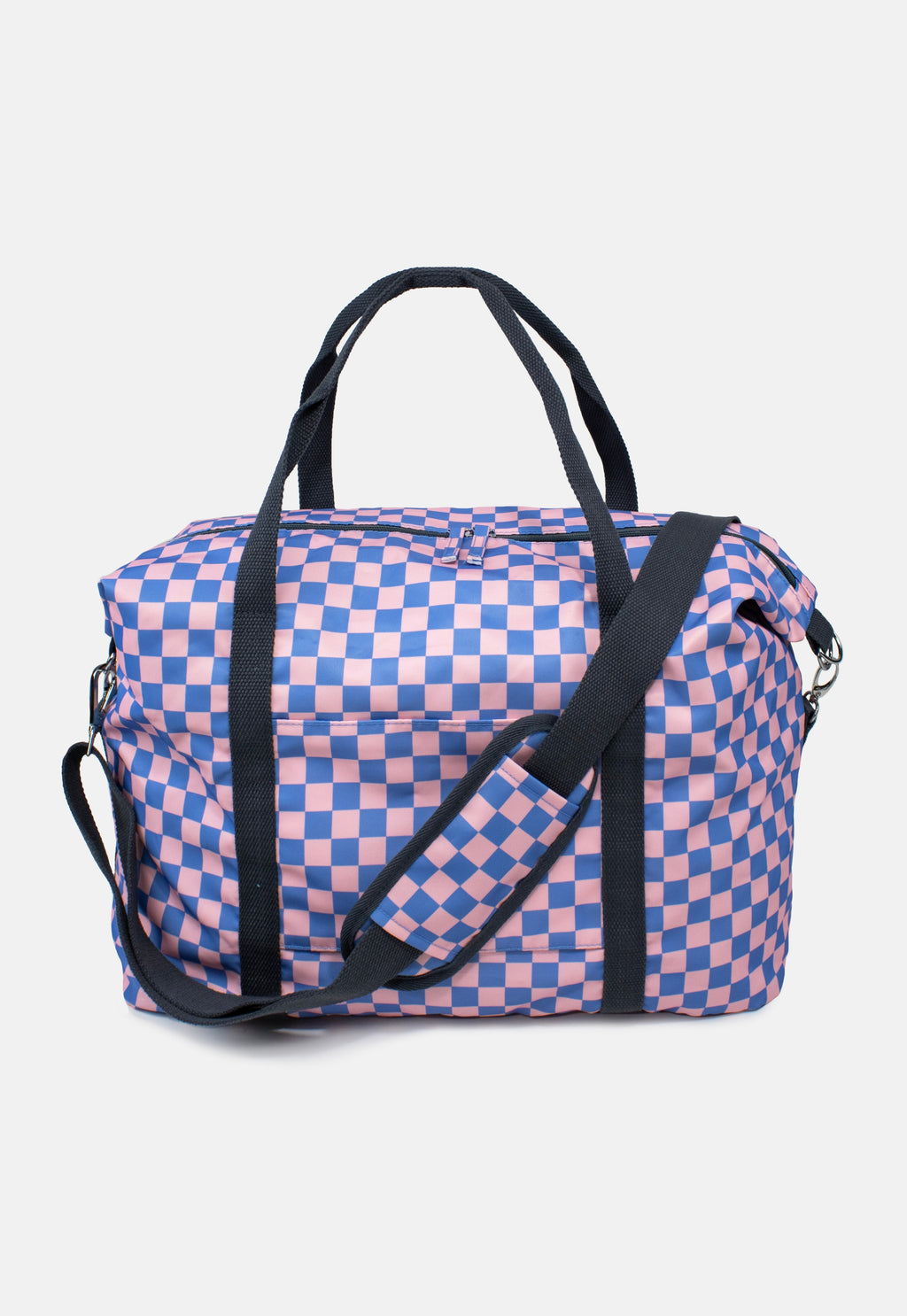 Checkerboard Blue & Pink Weekender Bag