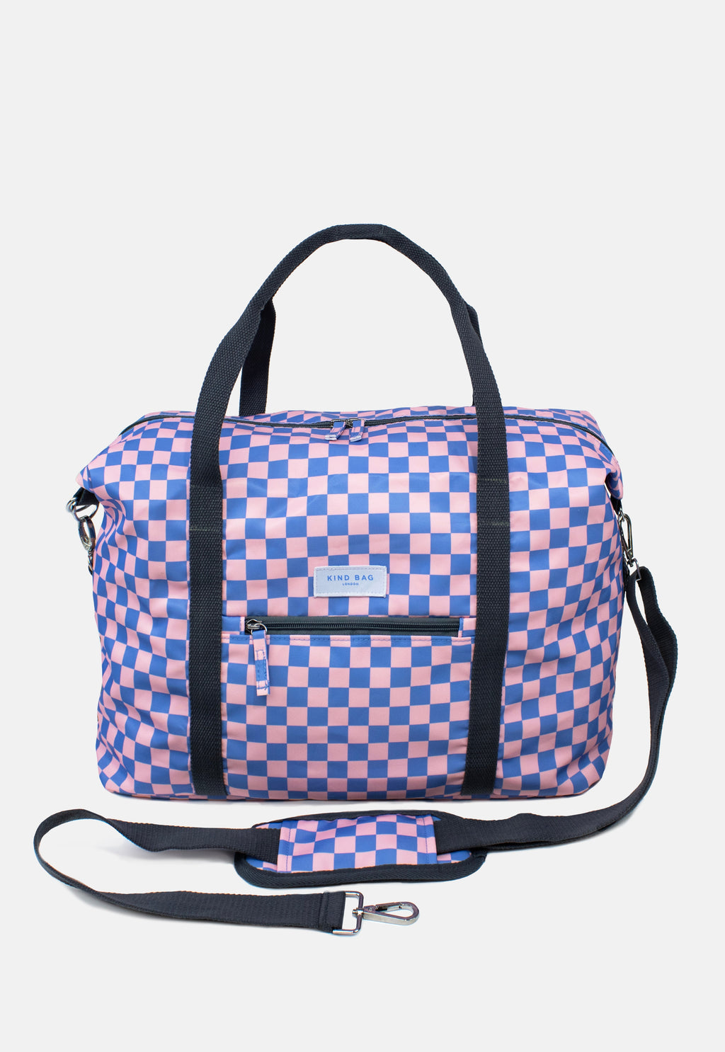 Checkerboard Blue & Pink Weekender Bag