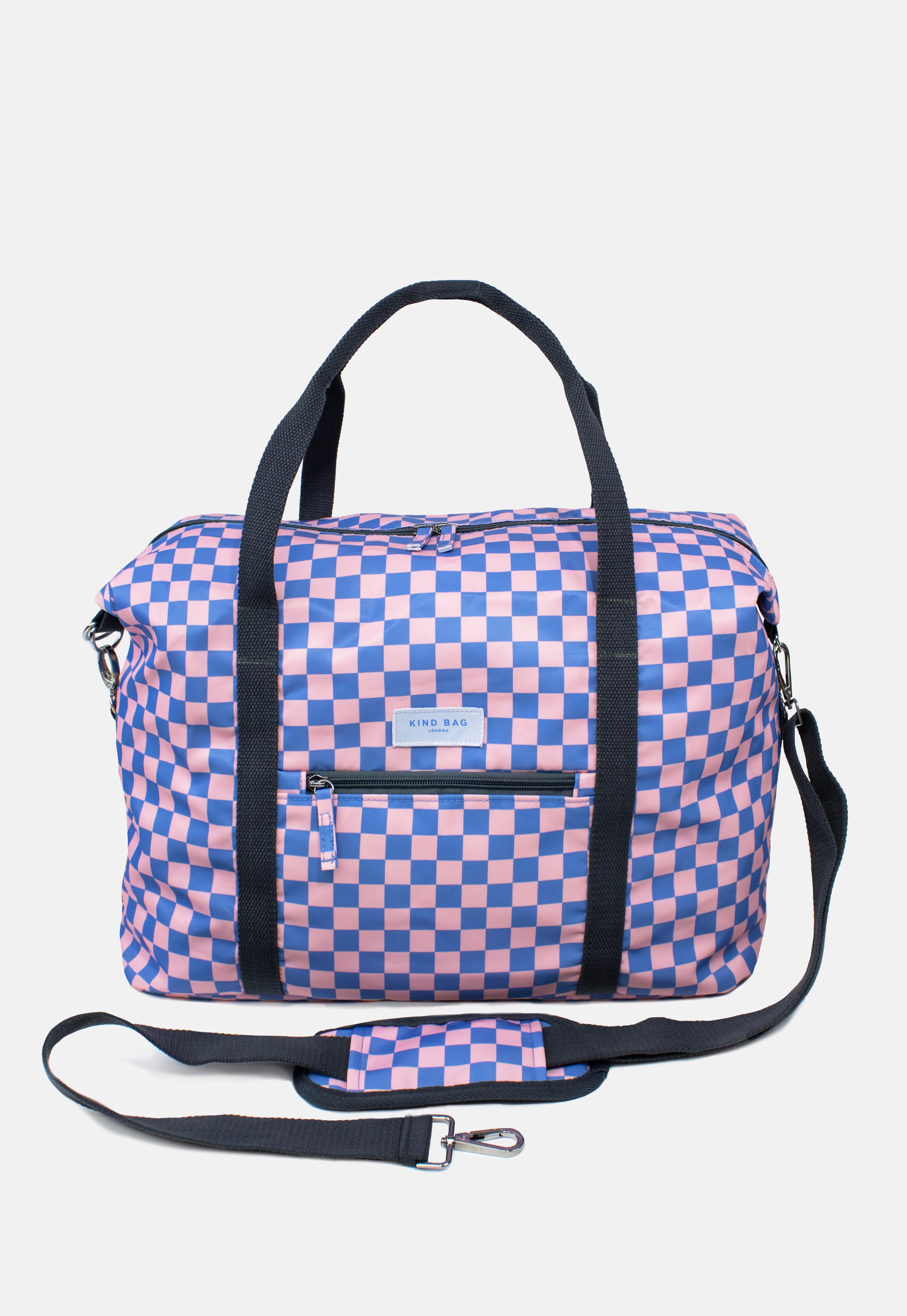 Checkerboard Blue & Pink Weekender Bag