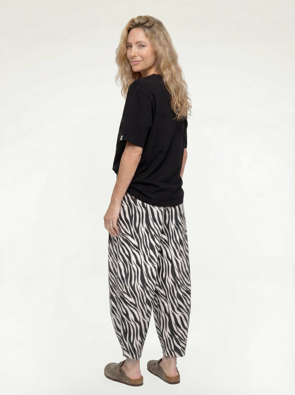 Kate Multicolour Zebra Streak Print Barrel Leg Trousers