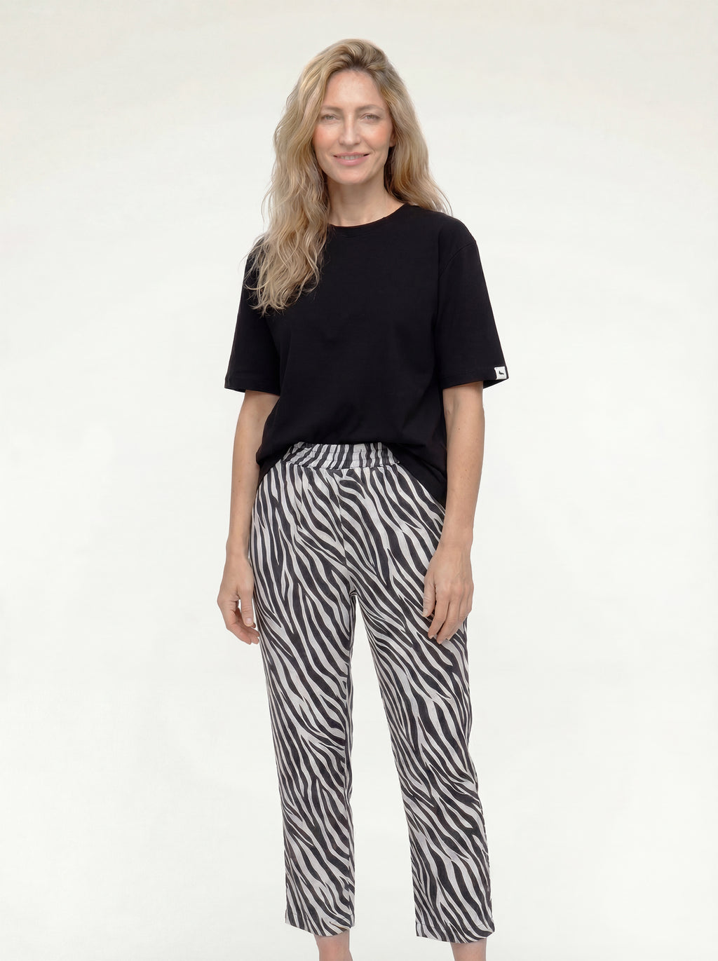 Kate Multicolour Zebra Streak Print Barrel Leg Trousers
