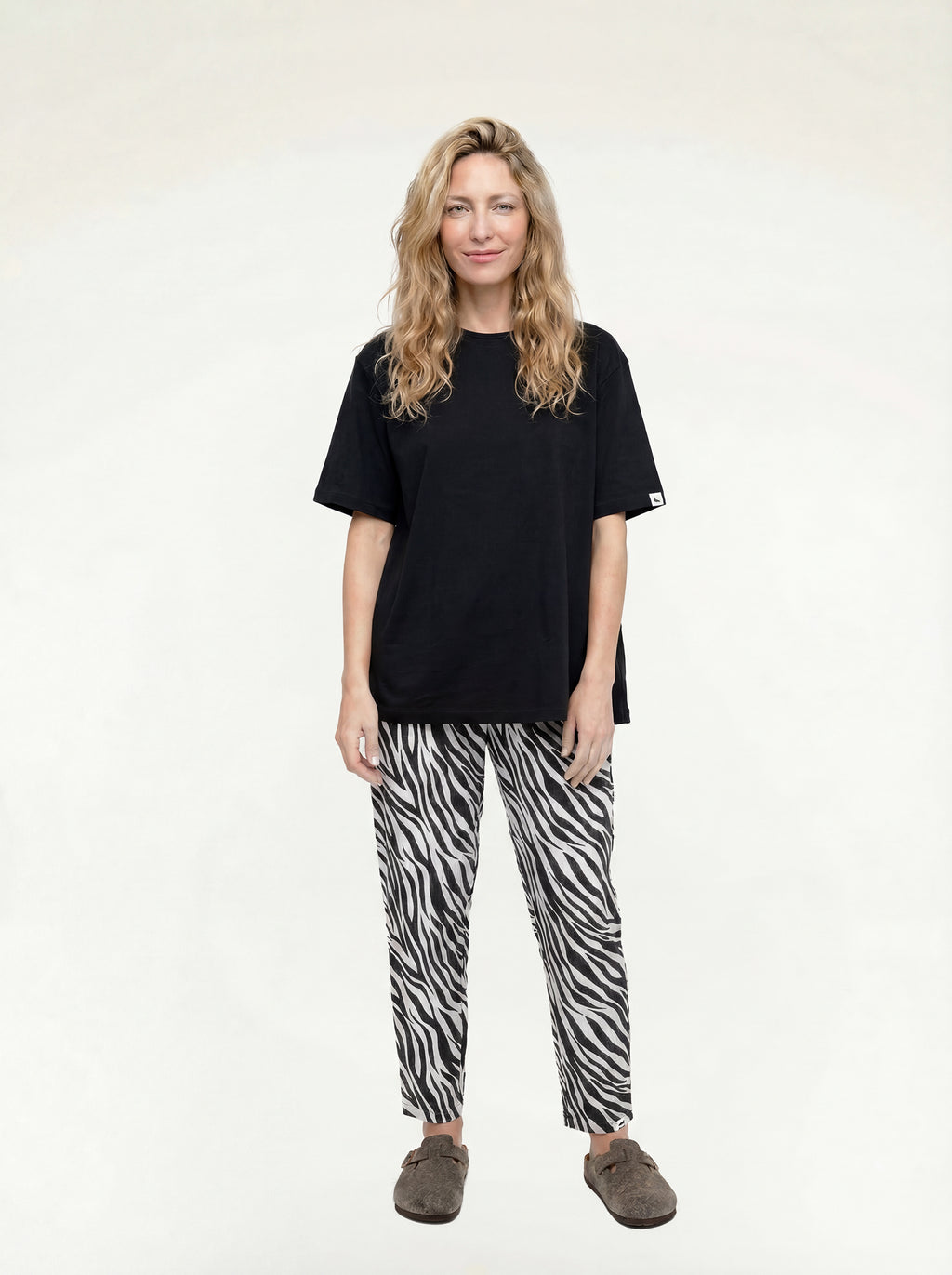 Kate Multicolour Zebra Streak Print Barrel Leg Trousers