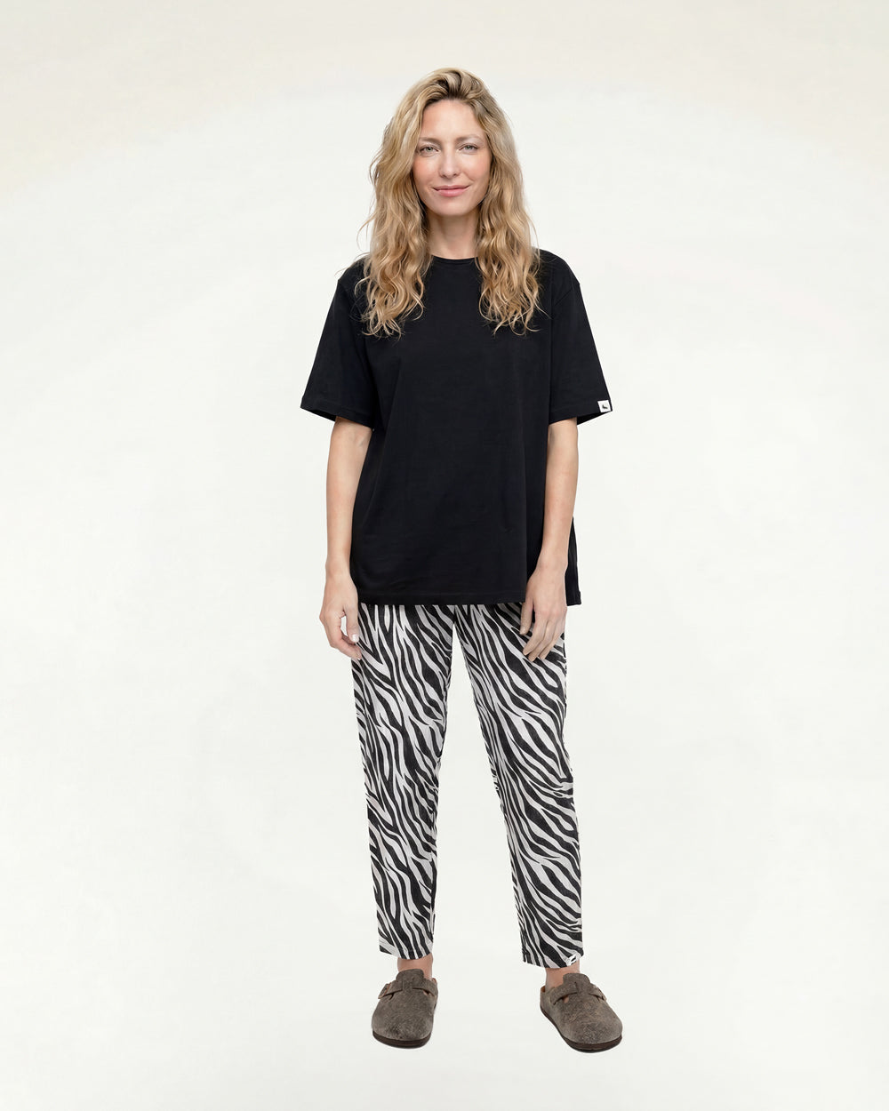 Kate Multicolour Zebra Streak Print Barrel Leg Trousers