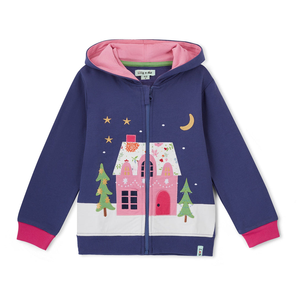 Navy Gingerbread House Applique Hoodie
