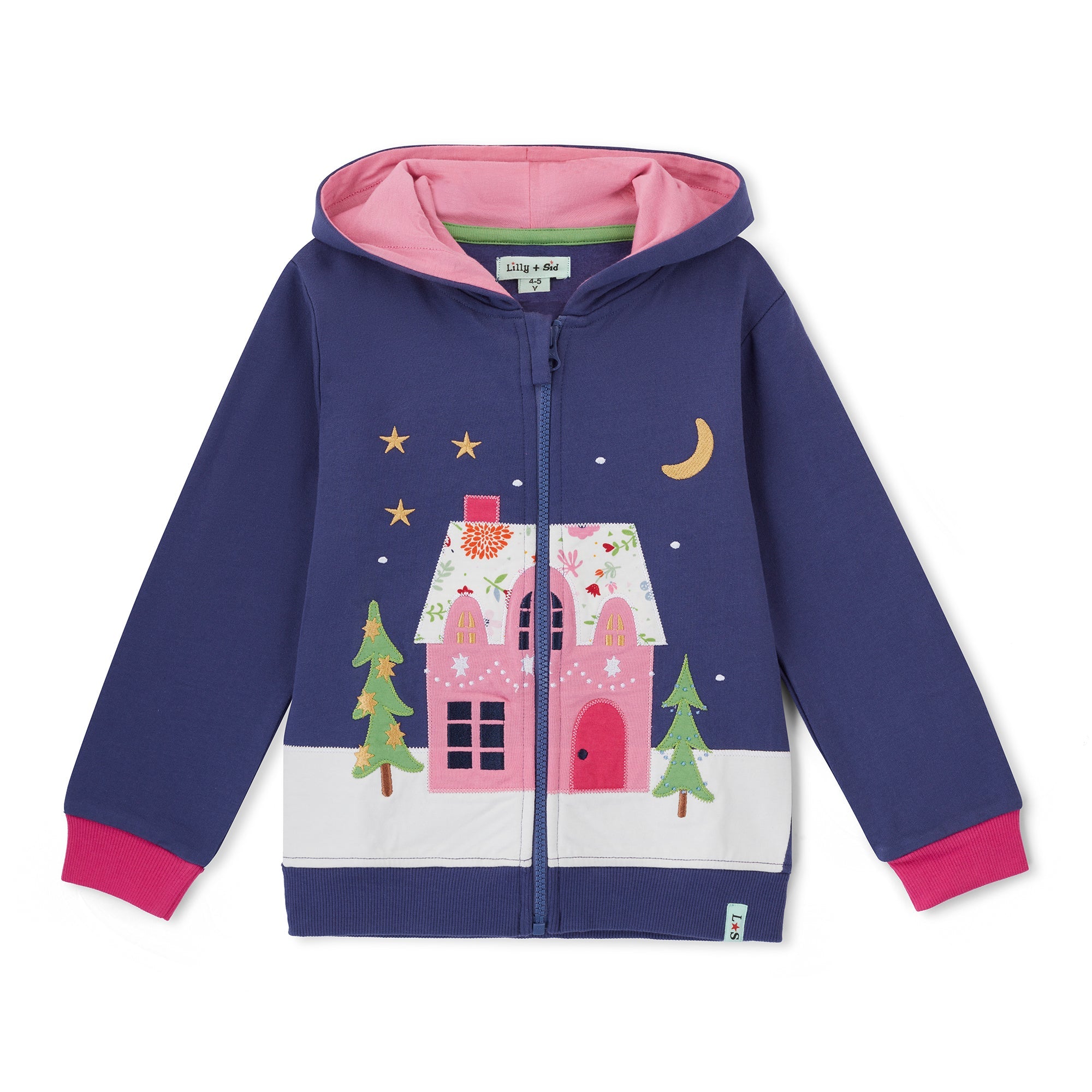 Navy Gingerbread House Applique Hoodie