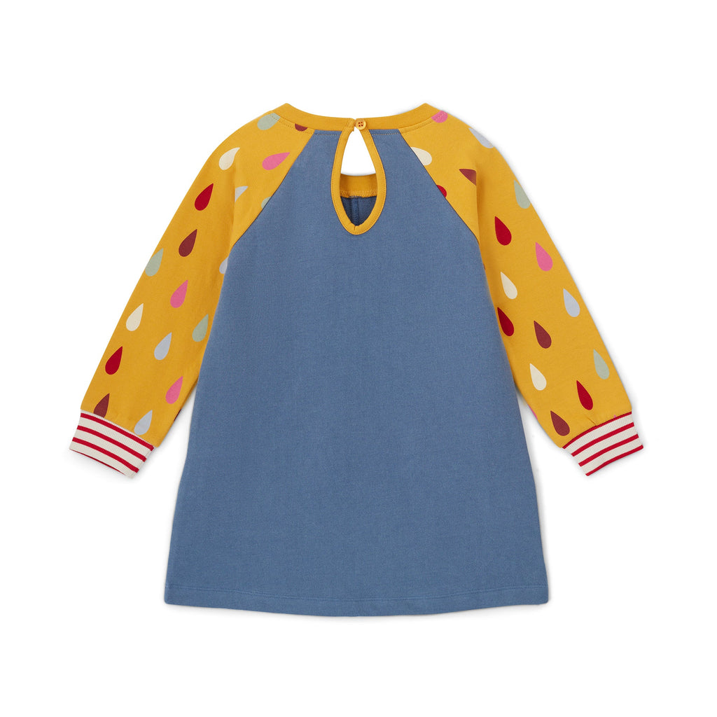 Blue Raindrop Mix Print Dress