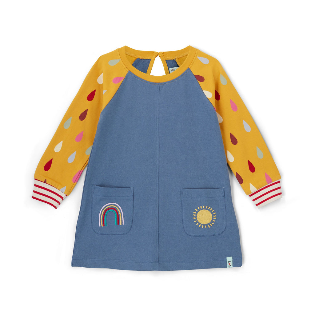 Blue Raindrop Mix Print Dress