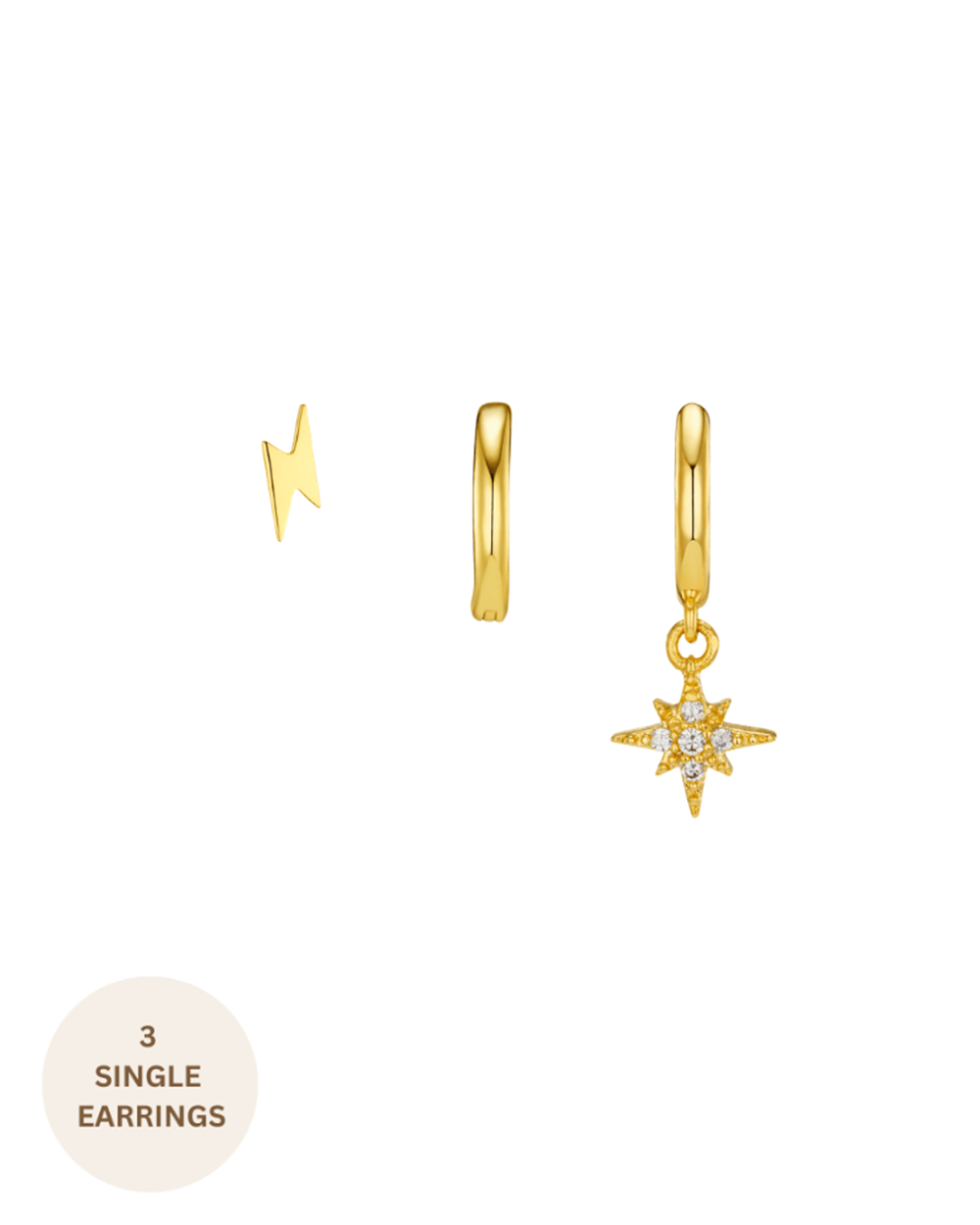 Recycled Pavé Starburst & Lightning Ear Stacking Set